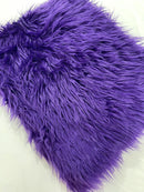 60" Solid Shaggy Faux Fur - Purple - Long Pile Luxury Shaggy Soft Faux Fur Fabric By Yard