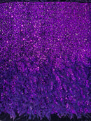 Feather Sequin Velvet Fabric - Purple - 5mm Sequins Velvet 2 Way Stretch 58/60" Fabric By Yard