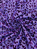 Cheetah Print Power Mesh Fabric -  Purple - 4 Way Stretch Glitter Cheetah Design Power Mesh Fabric by Yard