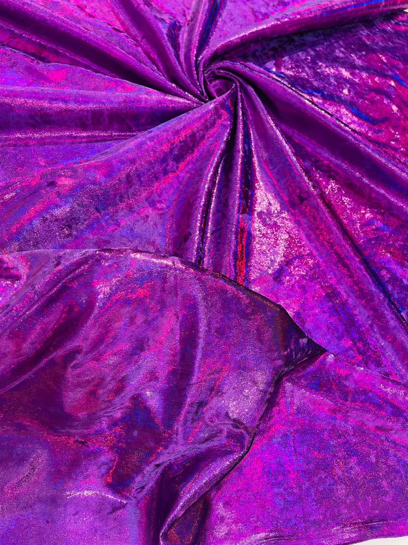 Foggy Foil Velvet Fabric - Purple - Oil Slick 4 Way Stretch Foil Velvet Fabric By Yard