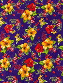Hawaiian Floral Print Fabric - Purple - 45" Hibiscus Tropical Flower Cotton Fabric by Yard (Copy)