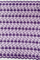 Jasmine Flower Fabric - Purple - Embroidered Floral Design Lace Mesh Bridal Fabric By Yard