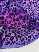 Cheetah Print Power Mesh Fabric -  Purple - 4 Way Stretch Glitter Cheetah Design Power Mesh Fabric by Yard