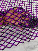 Diamond Net Sequins Fabric - Purple - Geometric Diamond Net Design on Mesh Lace Fabric By Yard