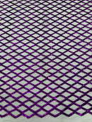 Diamond Net Sequins Fabric - Purple - Geometric Diamond Net Design on Mesh Lace Fabric By Yard
