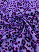 Cheetah Print Power Mesh Fabric -  Purple - 4 Way Stretch Glitter Cheetah Design Power Mesh Fabric by Yard