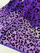 Cheetah Print Power Mesh Fabric -  Purple - 4 Way Stretch Glitter Cheetah Design Power Mesh Fabric by Yard