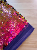 Oval Jumbo Paillette Sequins - Purple Iridescent - Big Oval Paillette Sequins Design Fabric By Yard