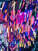 Sword Sequins Fabric - Shiny Sword Shape Sequins Fabric Sold By Yard (Pick Color)