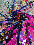 Oval Jumbo Paillette Sequins - Purple Iridescent - Big Oval Paillette Sequins Design Fabric By Yard