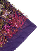 Sword Shaped Sequins - Purple Iridescent - Hanging Iridescent Sequins On Mesh Fabric By Yard
