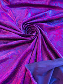 Foggy Foil Velvet Fabric - Purple Iridescent - Oil Slick 58/60" Stretch Foil Velvet Fabric By Yard