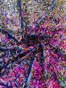 Sword Shaped Sequins - Purple Iridescent - Hanging Iridescent Sequins On Mesh Fabric By Yard