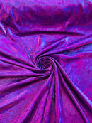 Foggy Foil Velvet Fabric - Purple Iridescent - Oil Slick 58/60" Stretch Foil Velvet Fabric By Yard