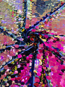 Oval Jumbo Paillette Sequins - Purple Iridescent - Big Oval Paillette Sequins Design Fabric By Yard