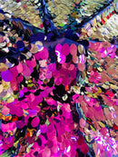 Oval Jumbo Paillette Sequins - Purple Iridescent - Big Oval Paillette Sequins Design Fabric By Yard