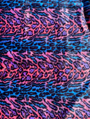 60" Multi-Color Leopard Print Fur Fabric - Purple / Pink / Blue / Black - Faux Fur Fabric By Yard