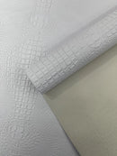 Z Faux Crocodile Vinyl Leather Upholstery Fabric By Yard, Big 3D Crocodile Vinyl Fabric Faux Fake Leather Purses Shoes Wallet