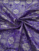 58/60" Church Vestment Brocade Fabric - Jacquard Cross and Doves Print Church Vestment By Yard