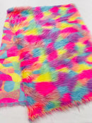 60" Solid Shaggy Faux Fur - Rainbow - Long Pile Luxury Shaggy Soft Faux Fur Fabric By Yard