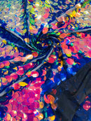 Oval Jumbo Paillette Sequins - Rainbow - Big Oval Paillette Sequins Design Fabric By Yard