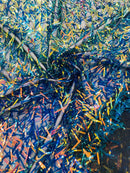 Sword Shaped Sequins - Rainbow Iridescent - Hanging Iridescent Sequins On Mesh Fabric By Yard