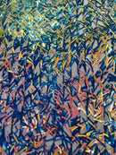 Sword Shaped Sequins - Rainbow Iridescent - Hanging Iridescent Sequins On Mesh Fabric By Yard