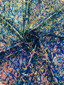 Sword Shaped Sequins - Rainbow Iridescent - Hanging Iridescent Sequins On Mesh Fabric By Yard