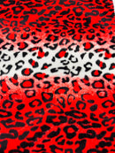 Leopard Print Velboa Faux Fur - Red / White - Leopard Animal Print Velboa Faux Fur Fabric By Yard