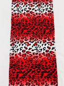 Leopard Print Velboa Faux Fur - Red / White - Leopard Animal Print Velboa Faux Fur Fabric By Yard