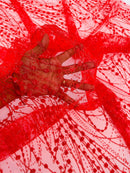 Tulle Glitter Galaxy Design Fabric - Red - Tulle Fabric with Sparkle Glitter Design Sold By Yard