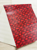 Python Snake Print Vinyl Fabric - Red -  Faux Animal Snake Print Vinyl Fabric Sold by Yard