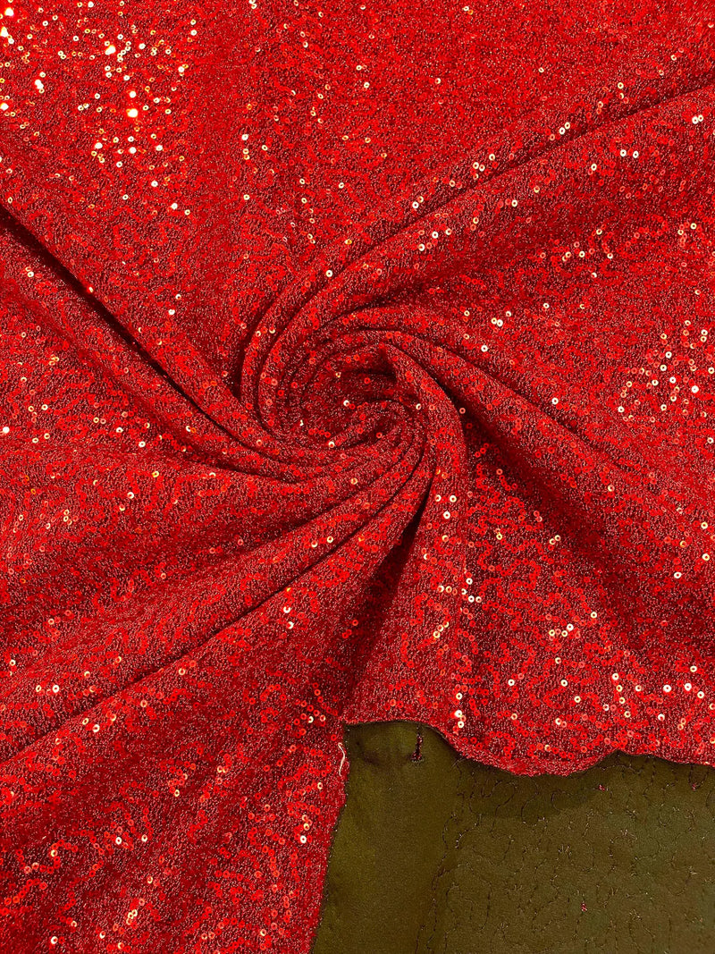 Lurex Stretch Fabric - Red - Shiny Metallic 4 Way Stretch Sequins Lurex Spandex Fabric by Yard