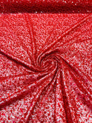 Pearl Sequins Heavy Fabric - Red - Heavy Duty Handmade Embroidery Lace Sequins By Yard