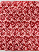 Butterfly Floral Lace Fabric - Red - Butterfly Flower Metallic Design on Lace Fabric By Yard