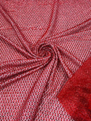 Glitter Tulle Bead Fabrics - Red - 60" Wide Shiny Glitter Mesh Fabric Sold By The Yard