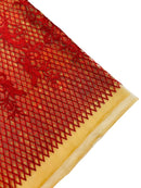 Damask Diamond Net Lace Fabric - Red - Damask Design Embroidered on Lace Mesh Fabric by Yard