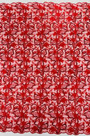 Flower Plant Sequins Fabric - Red - Embroidered Sequins On Flower Pattern Lace By Yard