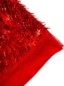 Sword Shaped Sequins - Red - Hanging Solid Sequins On Mesh Fabric By Yard