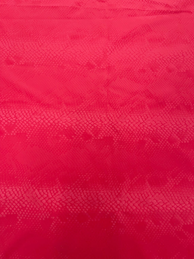 Matte Snake Skin Print Fabric - Red - Snake Stretch Spandex Costume, Legging Fabric By Yard