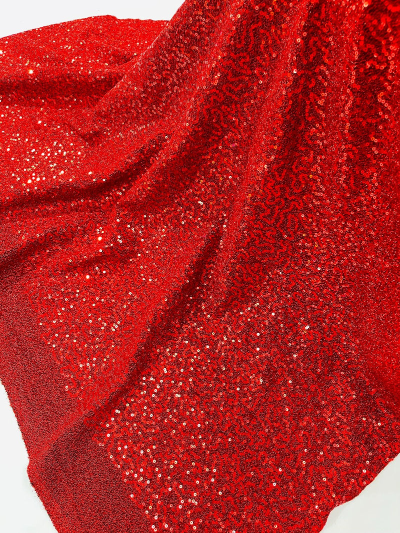 Lurex Stretch Fabric - Red - Shiny Metallic 4 Way Stretch Sequins Lurex Spandex Fabric by Yard