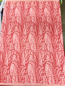 Tulle Glitter Galaxy Design Fabric - Red - Tulle Fabric with Sparkle Glitter Design Sold By Yard