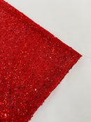 Sparkle Glitter Beaded Fabric - Red - Shimmer Stretch Glitter Fabric with Beads and Sequins Sold By Yard