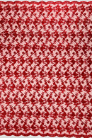 Metallic Floral Butterfly Fabric - Red - Embroidered Floral Butterfly Design Mesh Fabric by Yard