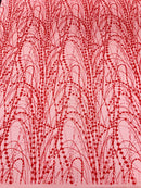 Tulle Glitter Galaxy Design Fabric - Red - Tulle Fabric with Sparkle Glitter Design Sold By Yard