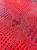 Faux Gator Print Vinyl Fabric - Red - High Quality Faux Animal Skin Vinyl Sold by Yard