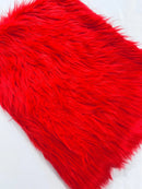 60" Solid Shaggy Faux Fur - Red - Long Pile Luxury Shaggy Soft Faux Fur Fabric By Yard