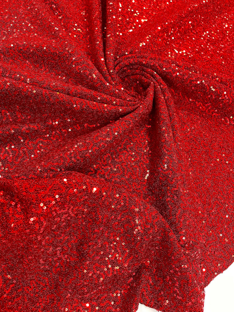 Lurex Stretch Fabric - Red - Shiny Metallic 4 Way Stretch Sequins Lurex Spandex Fabric by Yard