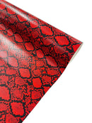 Python Snake Print Vinyl Fabric - Red -  Faux Animal Snake Print Vinyl Fabric Sold by Yard