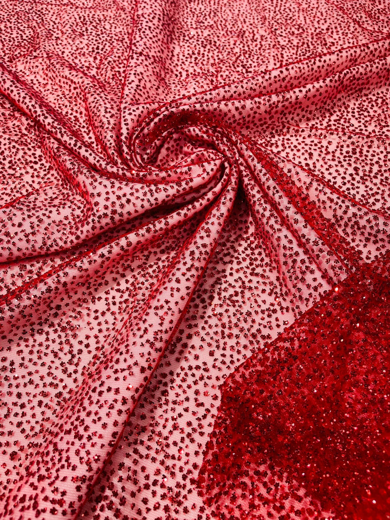 Glitter Dots Mesh Fabric - Red - Shiny 60" Mesh Sheer Fabric Sold By The Yard